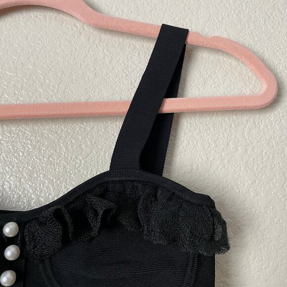 Sandro Top Womens Size 0 Black Barbara Cropped Knit Ruffle Sleeveless Tank NWT - Picture 7 of 13